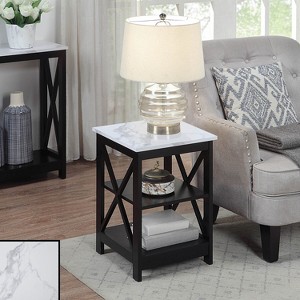 HomeStock End Table with Three Open Shelves and X Frame Panels, Transitional Storage Side Table for Coastal or Farmhouse Style Décor - 1 of 4