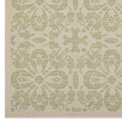 Ariana Light Green and Beige Floral 8' x 10' Synthetic Rug