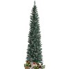 Green Artificial Pencil Christmas Tree with PVC Branches, Realistic Pine Cones, Foldable Metal Stand, Slim Space-Saving Design for Holiday Décor - 3 of 4