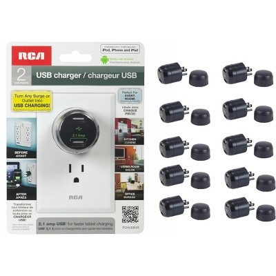 RCA USB Home and Travel Dual Port Charger 2.1Amp (PCHUSB4R) 10 PACK