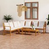 vidaXL 6-Piece Outdoor Lounge Set with Cushions - Stylish, Comfortable and Versatile Patio Furniture - Solid Acacia Wood Construction - Cream - 2 of 4