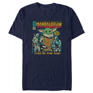Men's Star Wars: The Mandalorian Grogu Retro Comic Book Cover T-Shirt - 1 of 4
