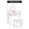 Kids Vanity Set with Mirror & Stool, Wooden Princess Makeup Dressing Table with Adjustable Angle Mirror - 2 of 4