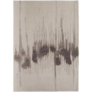 Ivory Taupe and Brown Abstract Hand Tufted Area Rug - 1 of 4