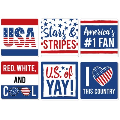 Big Dot of Happiness Stars & Stripes - Memorial Day, 4th of July and Labor Day USA Patriotic Party Decorations - Drink Coasters - Set of 6