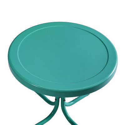 Teal Metal 3-Piece Outdoor Bistro Set with Round Table