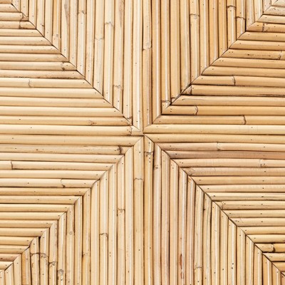 Low Brown Rattan Cane Boho Dining Side Chair