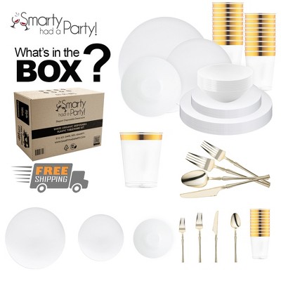 Smarty Had A Party White Organic Plastic Tableware Set - 60 Sets