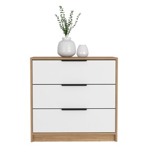 NicBex 3 Drawers Dresser for Bedroom,Modern Style Wooden Drawers with Black Handle,Dressers for Kids Room,Living Room,Entry and Hallway,White/Pine - 1 of 4