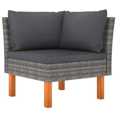 vidaXL Corner Sofa Grey PE rattan Medium Removable Covers Corner Sofa