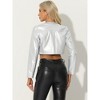 INSPIRE CHIC Women's PU Bolero Open Front Leather Cropped Long Sleeve Jacket - 3 of 4