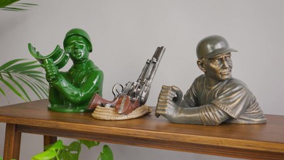 Green Polyresin Army Man Wine Bottle Holder