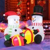 Tangkula 5FT Long Christmas Inflatables LED Lighted Xmas Double Inflatable Snowmen - 2 of 4
