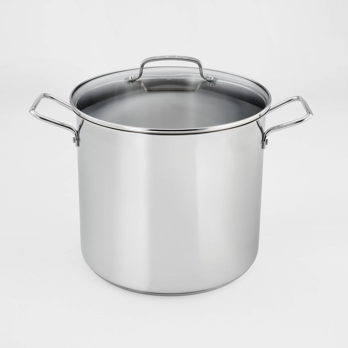 Cuisinart 16qt Stainless Steel Stock Pot with Cover Silver: Dishwasher & Oven-Safe, Tempered Glass Lid, Riveted Handle