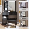 Angel Sar Black Makeup Vanity Set with Cushioned Stool, 3 Lighting Modes Adjustable Brightness - 3 of 4