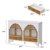 Famapy White Accent Cabinet Carved Floral European Style Magnetic Glass Door - 3 of 4