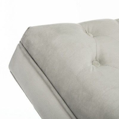 Grey Velvet Chaise with Gold Frame and Headrest