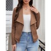 Women's Fashion Faux Suede Jackets  Clothes Lapel Long Sleeve Open Front Outerwear Cropped Coats - 4 of 4