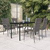 vidaXL Patio Dining Set Outdoor Dining Set Table and Chair Set for Garden - Gray and Black 55.1" Table Length 4 Items - 2 of 4