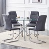 5-Piece Dining Set with Glass Round Table and 4 PU Armless Chairs - 3 of 4