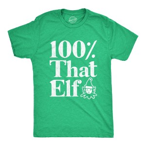 Mens 100% That Elf T Shirt Funny Christmas Party Santas Helper Graphic Novelty Tee - Crazy Dog Men's T Shirt - 1 of 4