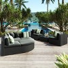 Outdoor 7-Pieces Sofa Set, Patio Rattan Sofa Lounger with Glass Tabletop, Wicker Sofa with Steel Frame and Removable Cushions–Cuddlewood - 3 of 4