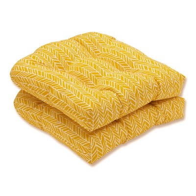 2pk Outdoor/Indoor Herringbone Wicker Seat Cushions - Pillow Perfect