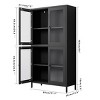Classic Metal Storage Cabinet, Display Cabinet With 4 Glass Doors 4 Shelves, Bookcase Shelves For Home Office-Cuddlewood - 4 of 4