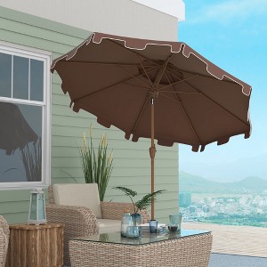 Kumasinova 9FT Patio Umbrella with 8-Rib Steel Frame,Outdoor Umbrella with Button Tilt & Crank,Beach Umbrella for Pool,Garden,Deck - 1 of 4