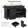 LOVSON 59.3''kitchen island with two pull-out cabinets, storage shelves, trash bin and power outlet, suitable for kitchens and dining rooms, black - 3 of 4