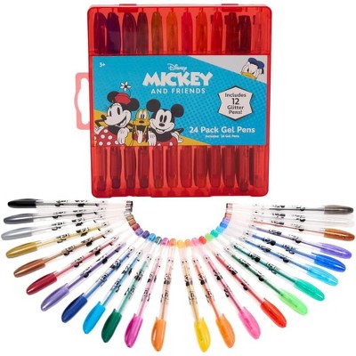 Disney Mickey and Friends Gel Pen Set for Kids, 24 Pack with Glitter Gel Pens, Cute Pens for Boys and Girls – Mickey Mouse, Minnie Mouse & Donald Duck