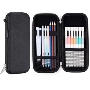 Upgraded Hard Pencil Case Box for,Durable Pen Carrying Case with Zipper-Black - 1 of 4