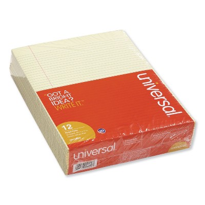 UNIVERSAL Glue Top Writing Pads Narrow Rule Ltr Canary 50 Sheet Pads/Pack Dozen 42000