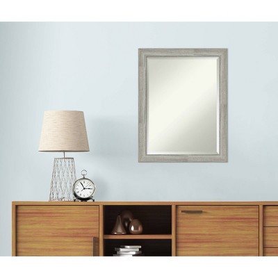 Rustic Weathered Grey Woodgrain Rectangular Bathroom Vanity Mirror