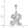 Black Bow Jewelry 14k White Gold, Maci Collection, Filigree Script Initial R Pendant - 3 of 4