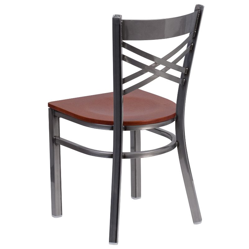 Emma and Oliver 2 Pack Clear Coated "X" Back Metal Restaurant Chair, 3 of 7