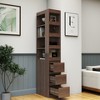 ModernLuxe 70.87" H Display Storage Cabinet, 4-Tier Shelf with 3 Side Drawers, Modern Bookcase for Living Room/Home Office, White/Walnut - 3 of 4