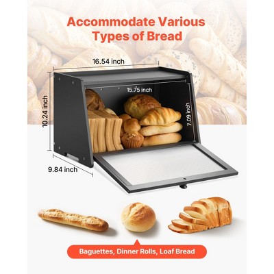 VEVOR Bread Box for Kitchen Counter, Large Capacity Bamboo Bread Storage Container, Farmhouse Wooden Breadbox Organizer for Homemade Bread, Black — фото 4