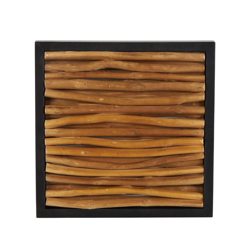 Olivia &#38; May 16&#34;x16&#34; Teak Wood Abstract Handmade Branch Wall Decor with Horizontal Sticks and Black Frames Brown, 1 of 14