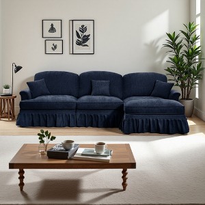 L-Shaped Sectional Sofa with Flared Arms, Skirt & Ottoman - 1 of 4