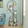 Slickblue Half-Heart Iron Wood Plant Shelf, 2 Piece 6-Tier Rack, Indoor Outdoor Stand, Black, 65.75in - 2 of 4