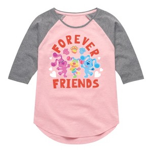 Girls' - Blue's Clues & You! - Magenta & Blue Shirt Tail Raglan Graphic T-shirt - 1 of 3