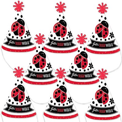 Big Dot of Happiness Happy Little Ladybug - Mini Cone Baby Shower or Birthday Party Hats - Small Little Party Hats - Set of 8