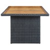 vidaXL Patio Table Dark Gray Poly Rattan and Solid Acacia Wood - 3 of 4