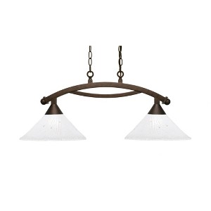 Toltec Lighting Bow 2 - Light Island Pendant Light in  Bronze with 12" Frosted Crystal Shade - 1 of 1