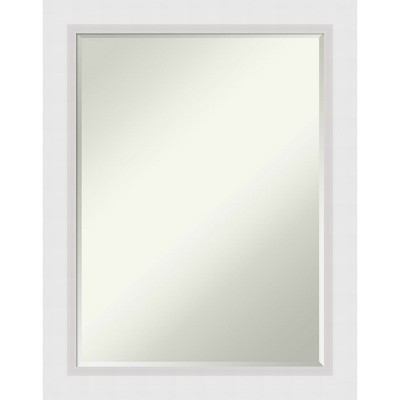 Amanti Art Blanco White Petite Bevel Wood Bathroom Wall Mirror 28 x 22 in.