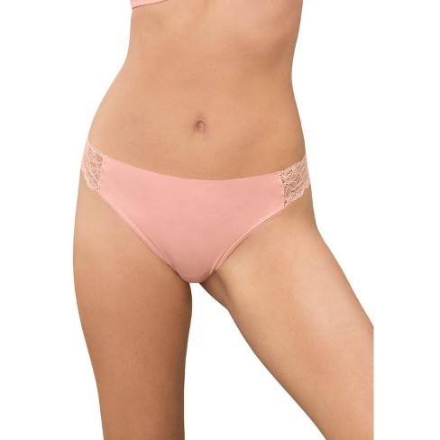 Leonisa Lace Side Seamless Thong Panty - Pink M