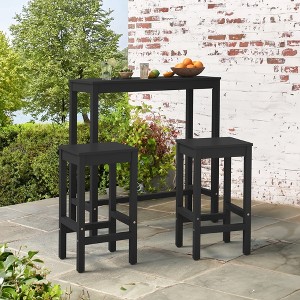 Arceso 38 inch Bar Table and Chairs Set, Acacia Wood Pub Table with 2 Stools, Rectangular Counter Height Table Set for Dining Room, Kitchen - 1 of 4