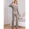 INSPIRE CHIC cheibear Women's Crewneck Soft Long Sleeve with Pocket Pajamas Set - 3 of 4