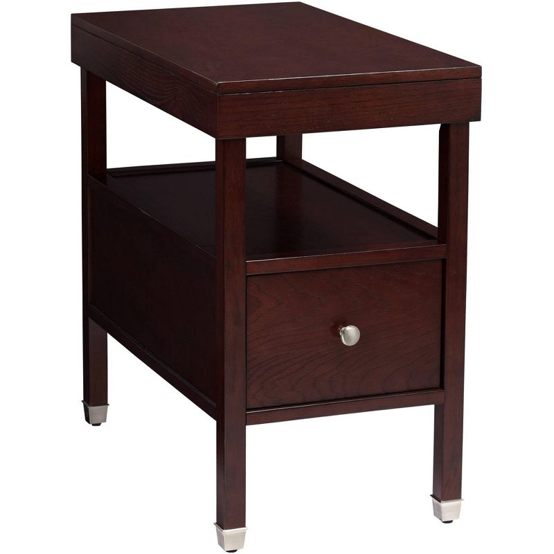 Elm Lane Farmhouse Rustic Espresso Wood Rectangular Accent Side End Table 15 1/4" x 26 1/4" with Drawer Dark Brown for Spaces Living Room Bedroom, 1 of 10